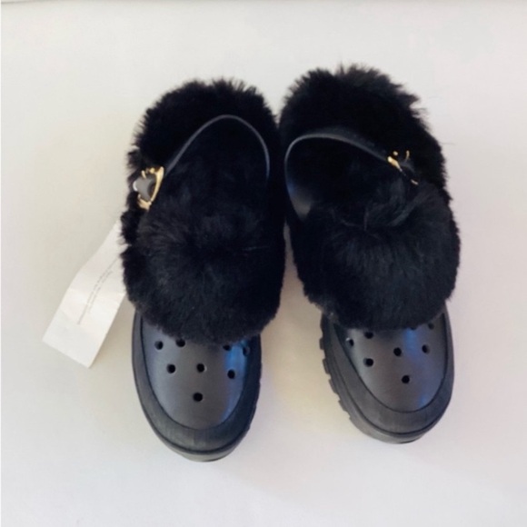 Stella McCartney Black Trace May Alter Croc Fur Clogs Shoes SZ 6/36 - Picture 3 of 9